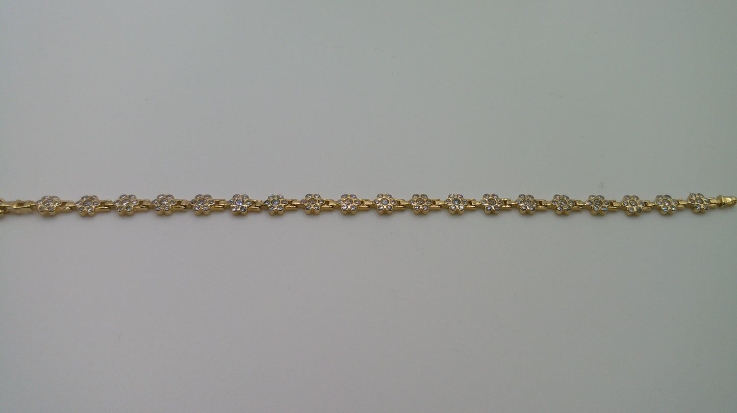 14k yellow gold flower bracelet | Zirconia | 7.25 inches