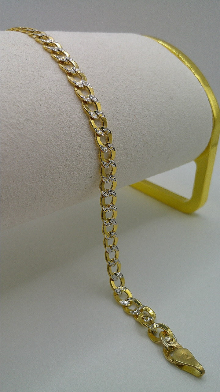 14k gold | Pave Cuban link bracelet | 8 inches