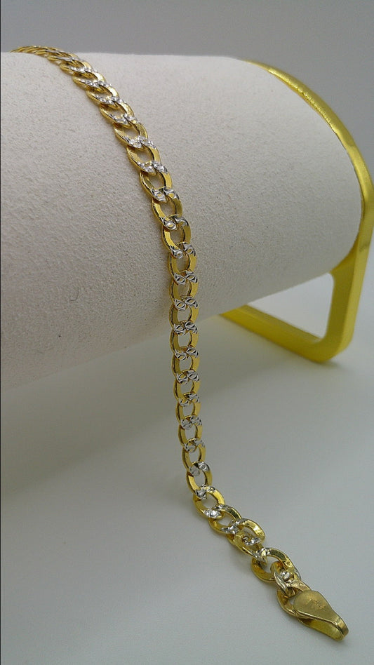 14k gold | Pave Cuban link bracelet | 8 inches