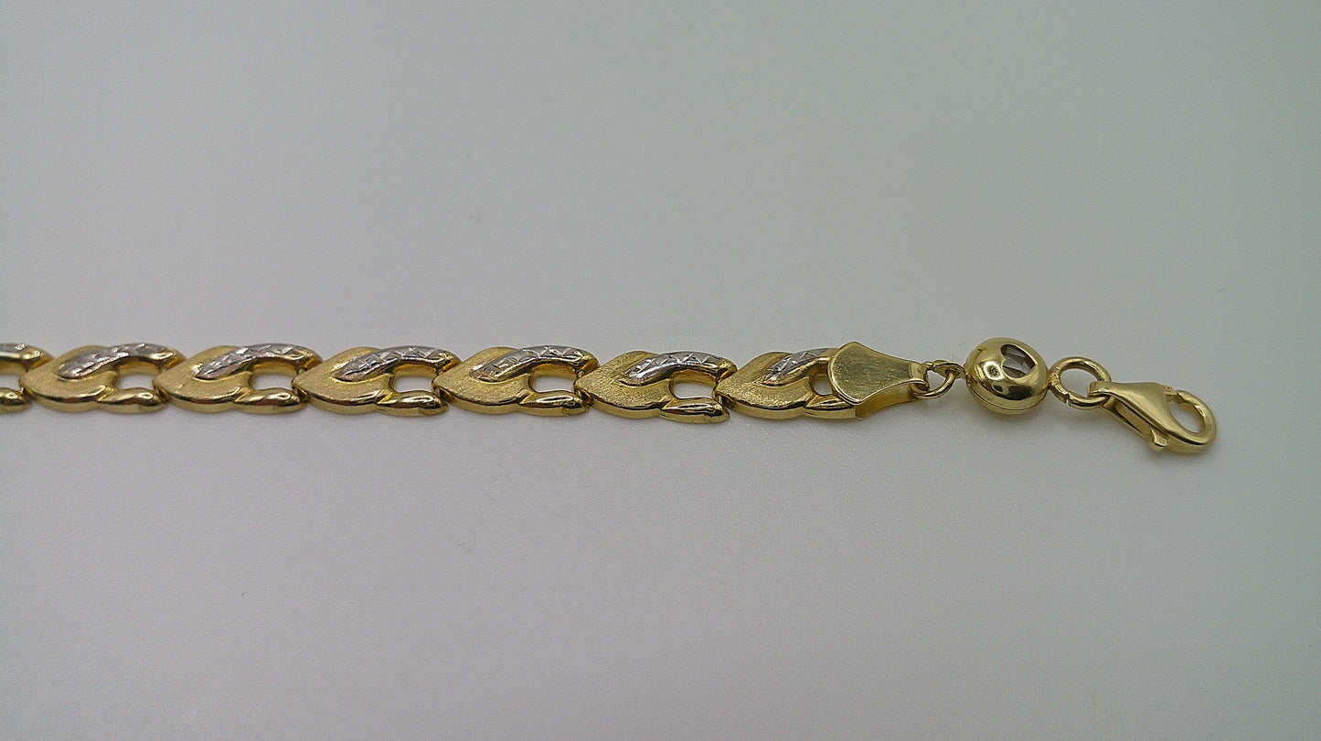 14k yellow gold link bracelet | fancy cut | 7 inches