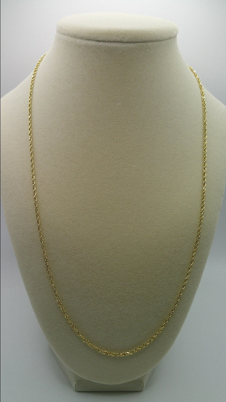 solid rope chain | diamond cut | 14k gold | 22 inches length