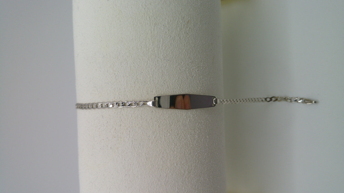 14k white gold baby bracelet | ID bracelet | Flat curb link bracelet