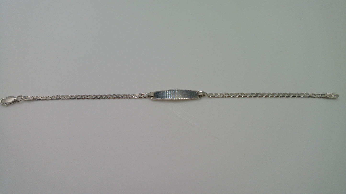 14k white gold baby bracelet | ID bracelet | Flat curb link bracelet