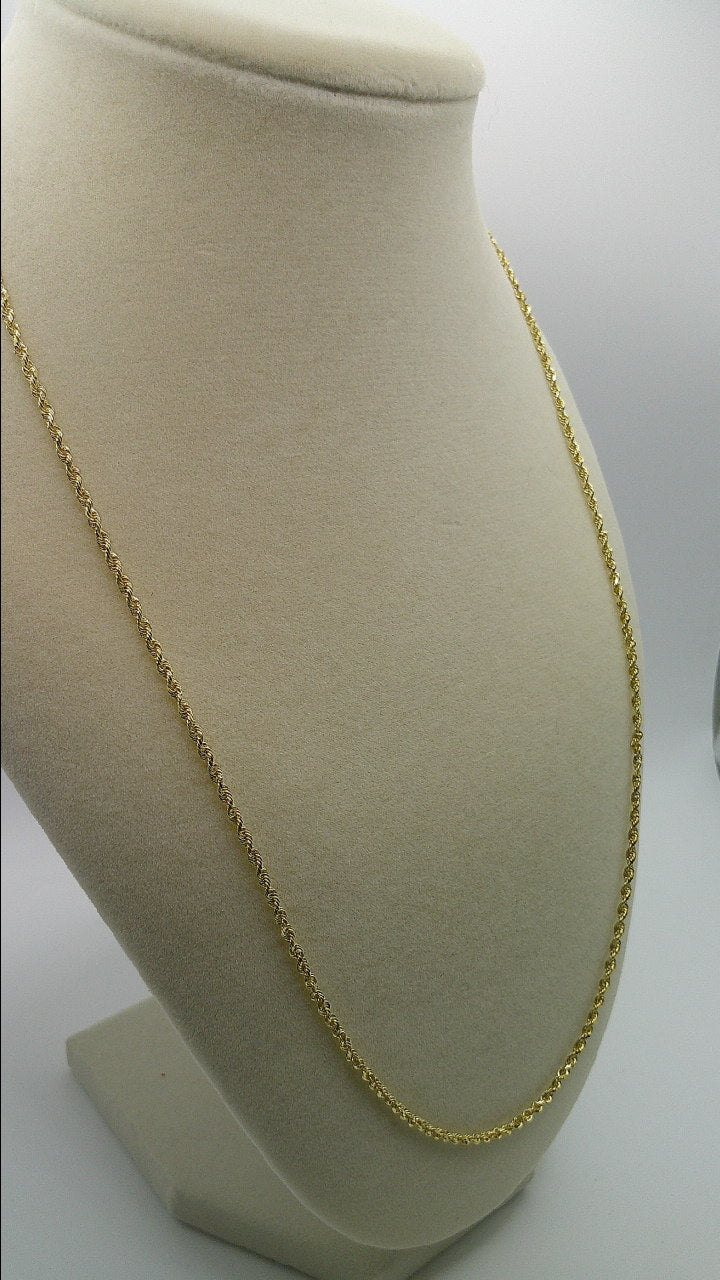 solid rope chain | diamond cut | 14k gold | 22 inches length