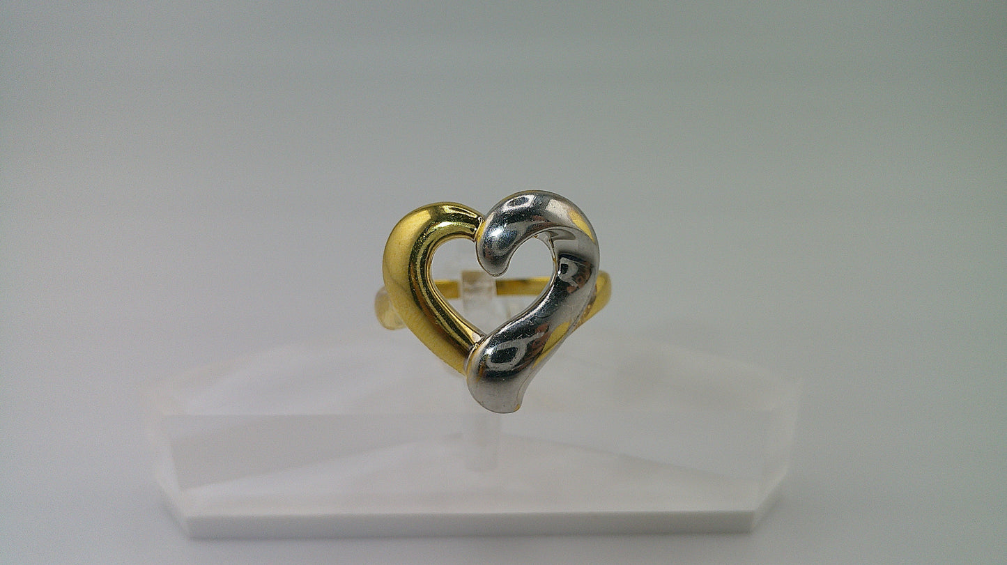 14k two-toned gold ring | size 8.5 | heart design