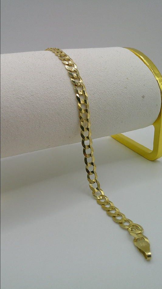 14k gold flat Cuban link bracelet | 8 inches