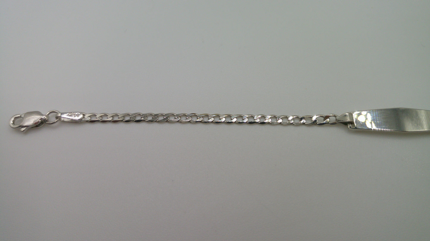 14k white gold baby bracelet | ID bracelet | Flat curb link bracelet