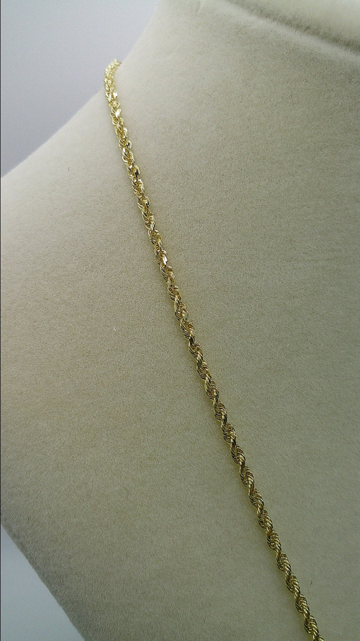 solid rope chain | diamond cut | 14k gold | 22 inches length