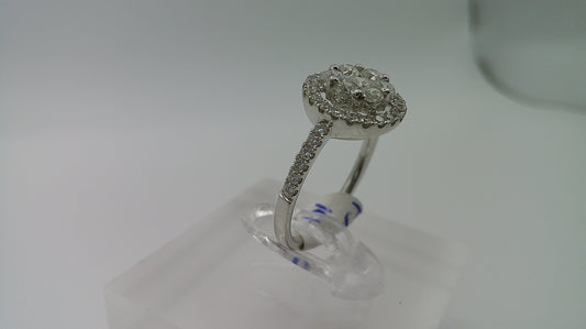 18k gold diamond ring | white gold | 1ct | size 6.5 | flower design with halo