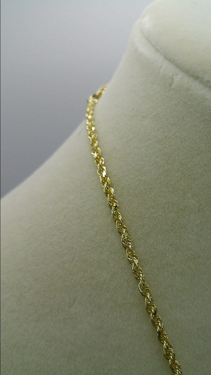 solid rope chain | diamond cut | 14k gold | 22 inches length