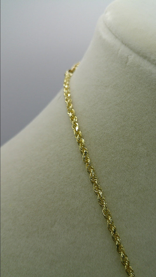 solid rope chain | diamond cut | 14k gold | 22 inches length