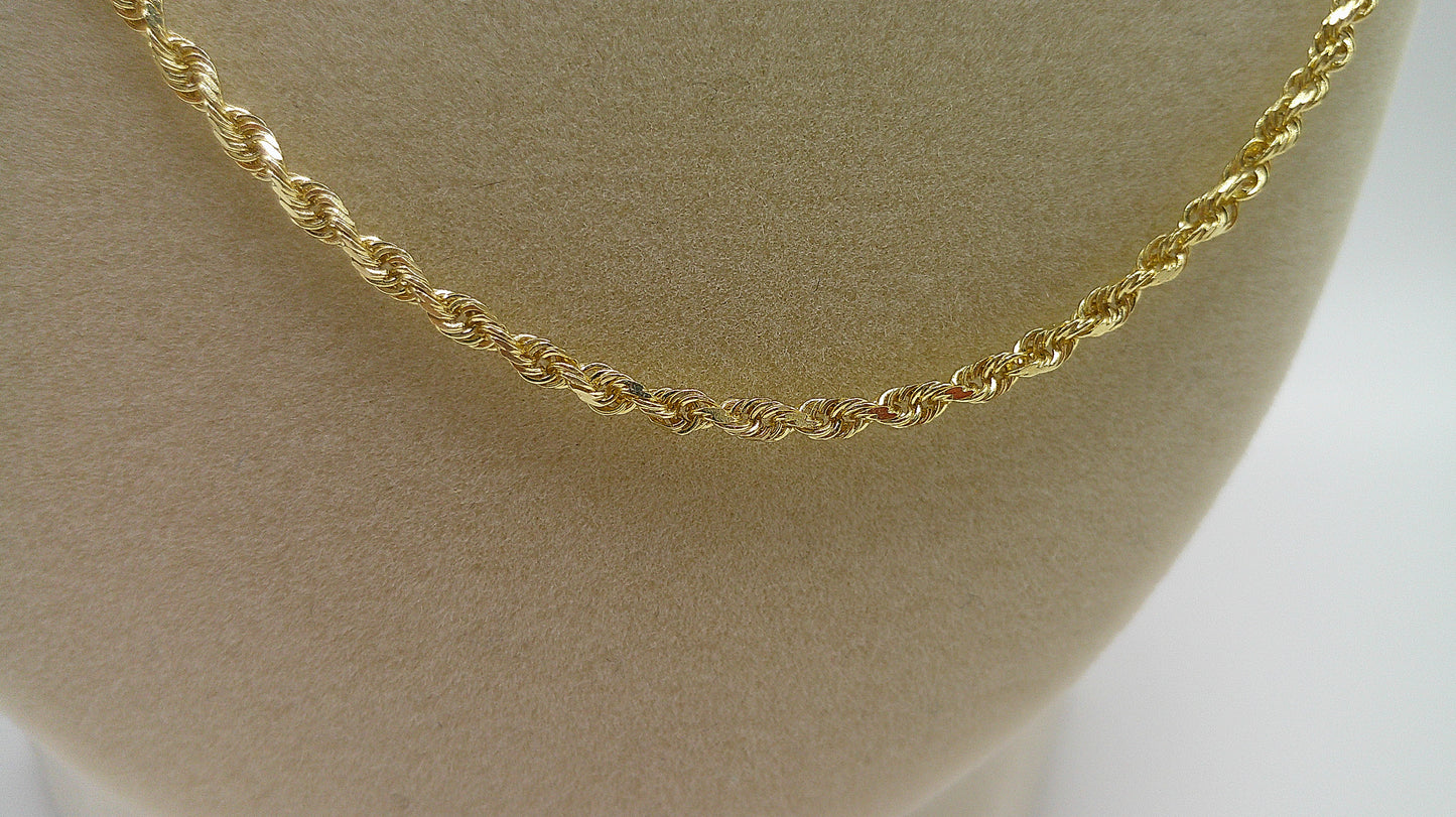 solid rope chain | diamond cut | 14k gold | 22 inches length