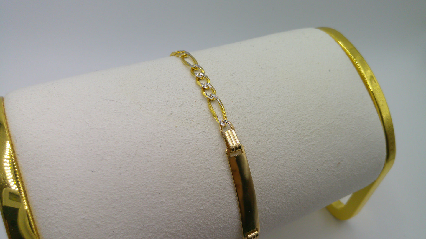 14k gold baby bracelet | ID bracelet | Figaro Pave Link Bracelet