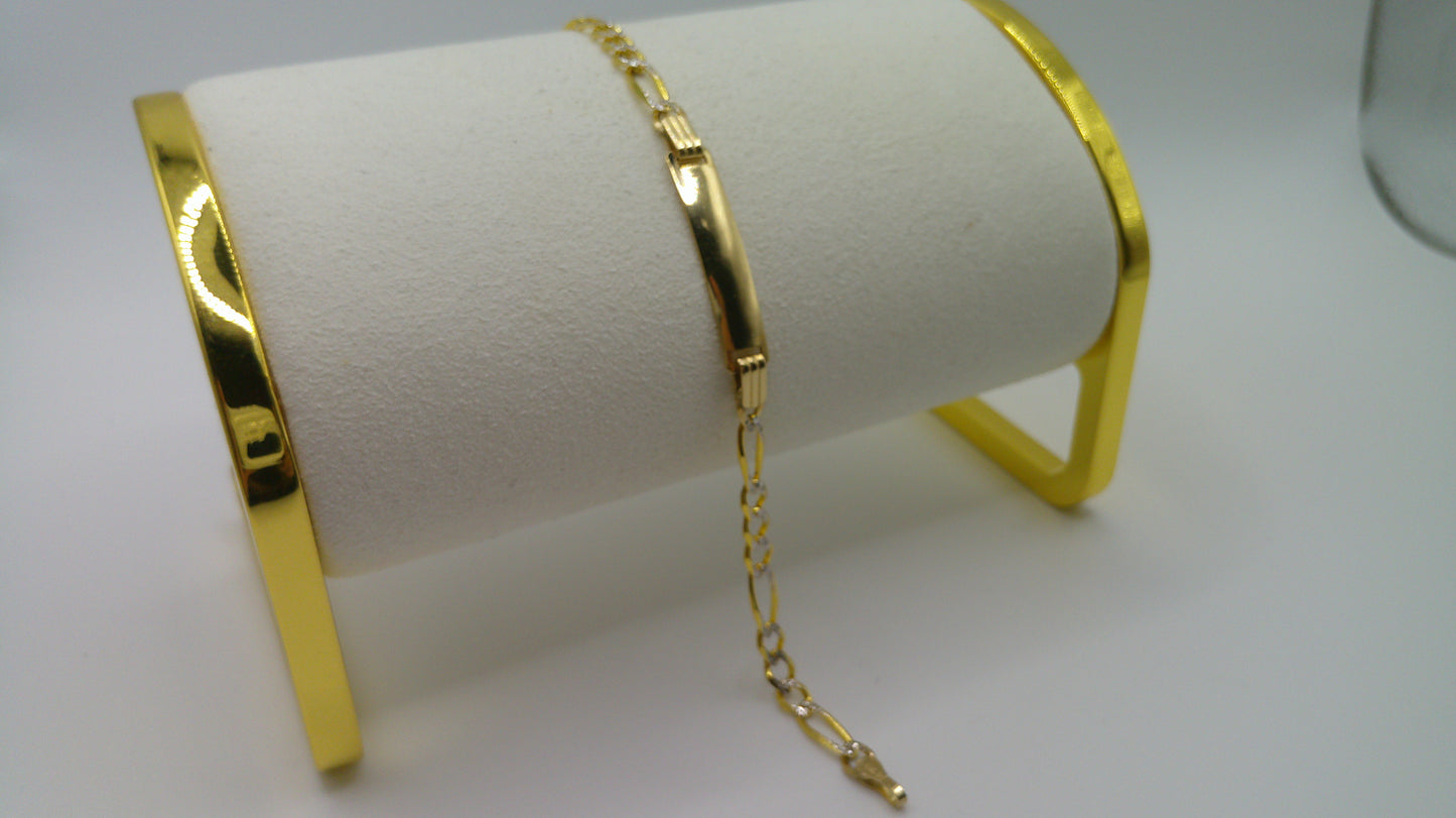 14k gold baby bracelet | ID bracelet | Figaro Pave Link Bracelet