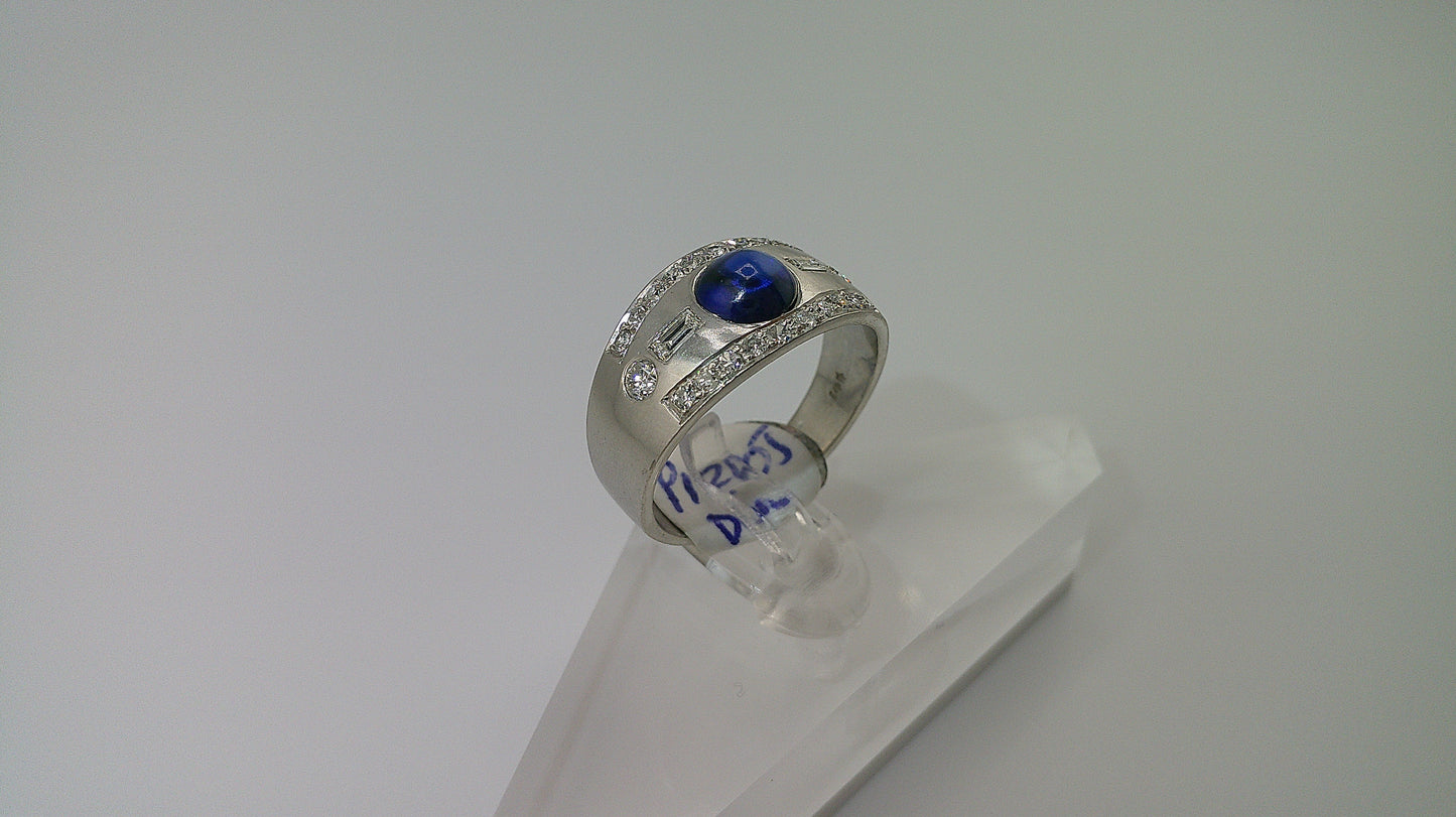 14k white gold ring | sapphire stone with 0.50 ct diamond | size 8