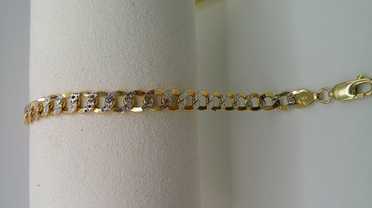 14k yellow gold flat Pave Cuban link bracelet | 7 inches