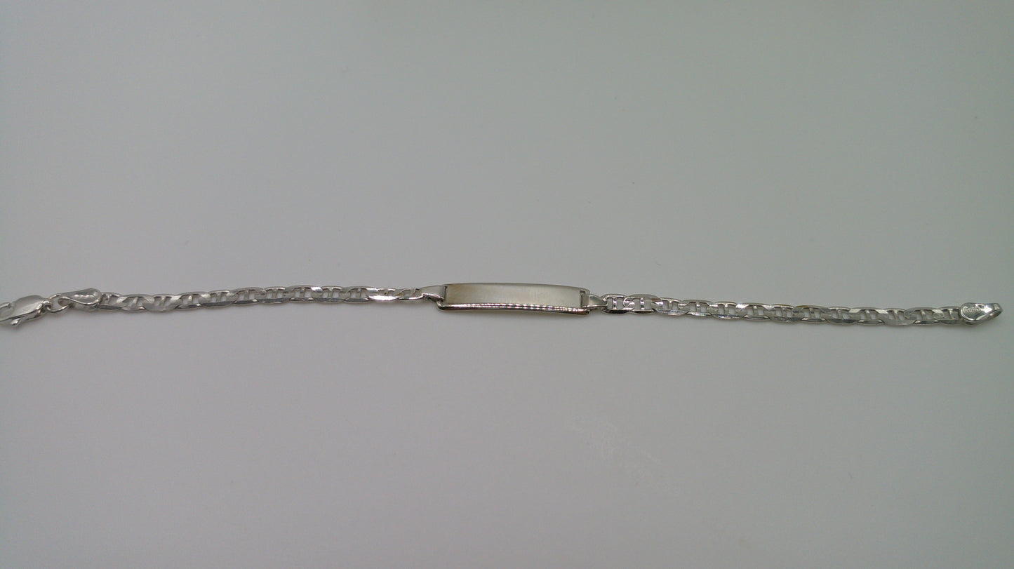 14k white gold baby bracelet | ID bracelet | Anchor link bracelet