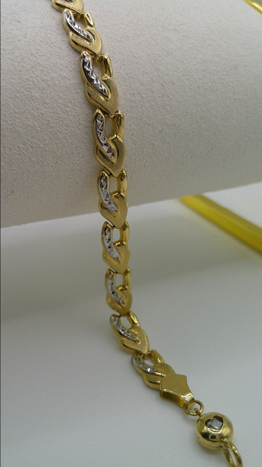 14k two-toned link braid bracelet | yellow gold, white gold | 7.25 inches