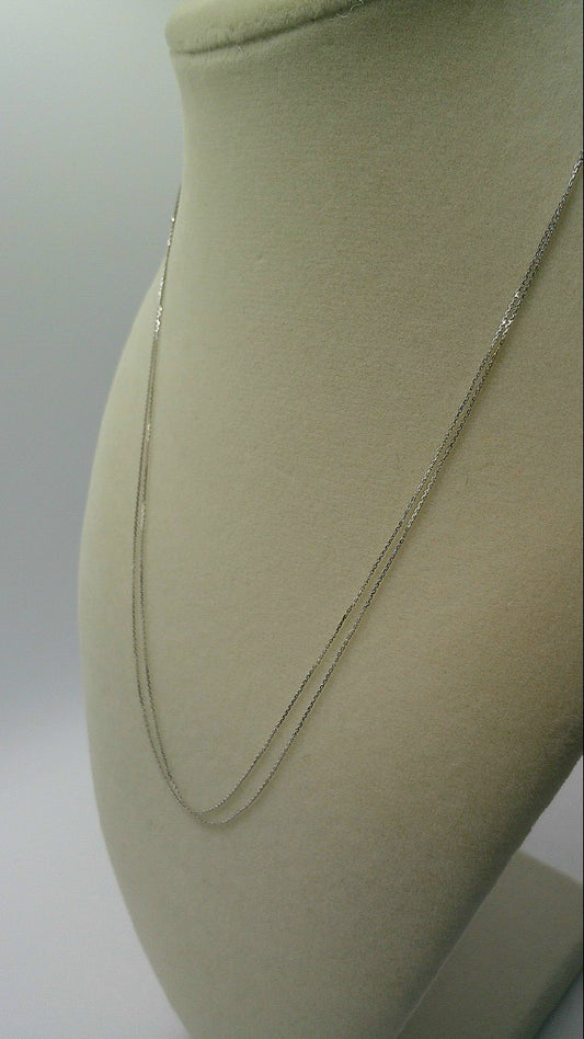 14k white gold chain | very thin open link cable chain | double chain | 18 inches