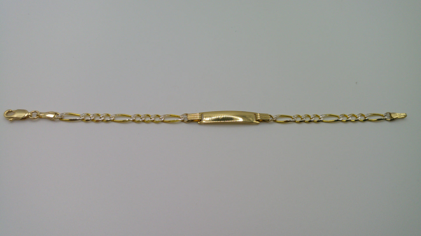 14k gold baby bracelet | ID bracelet | Figaro Pave Link Bracelet