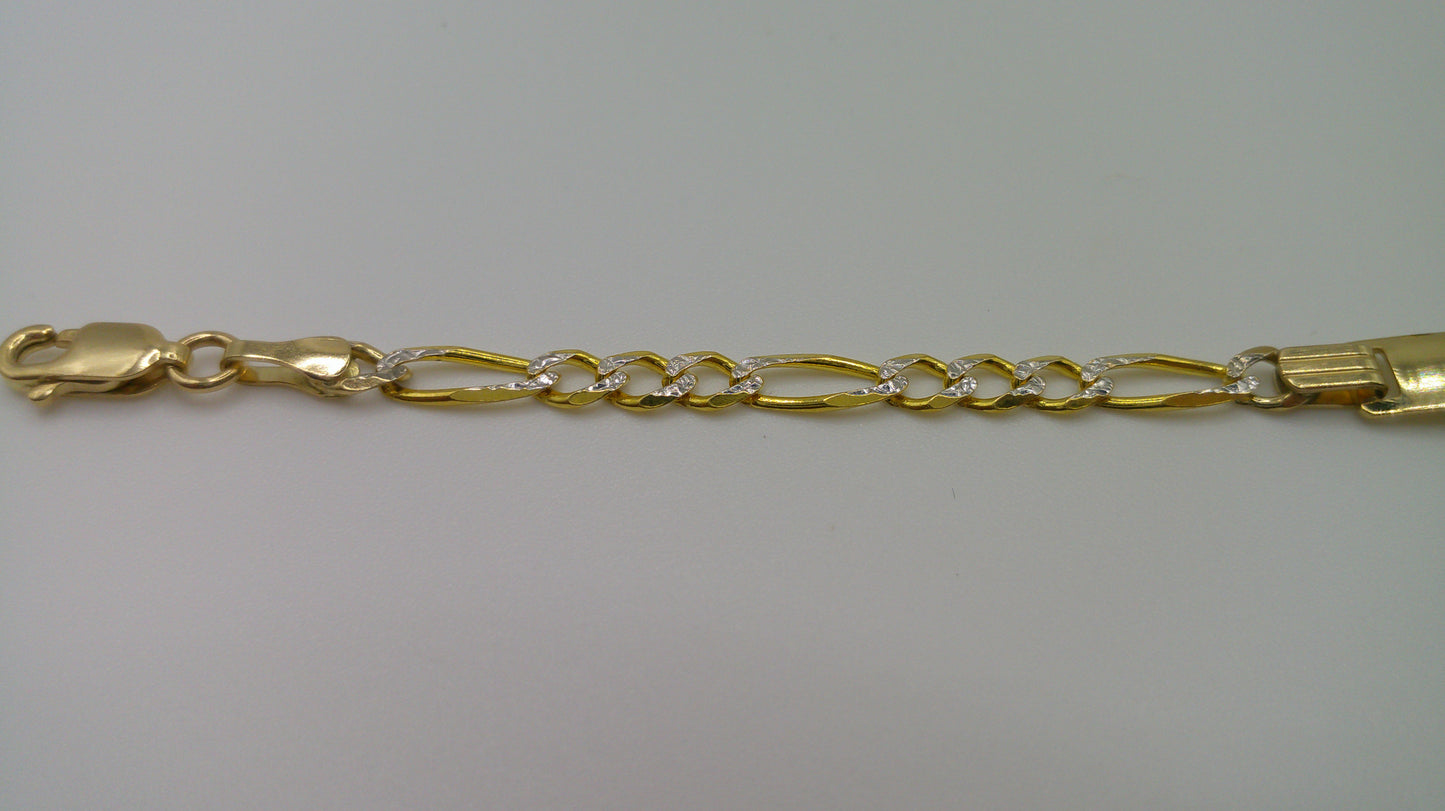 14k gold baby bracelet | ID bracelet | Figaro Pave Link Bracelet