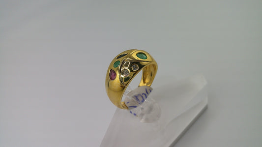 14k gold ring with ruby, emerald, and sapphire multi-color | diamonds | size 7