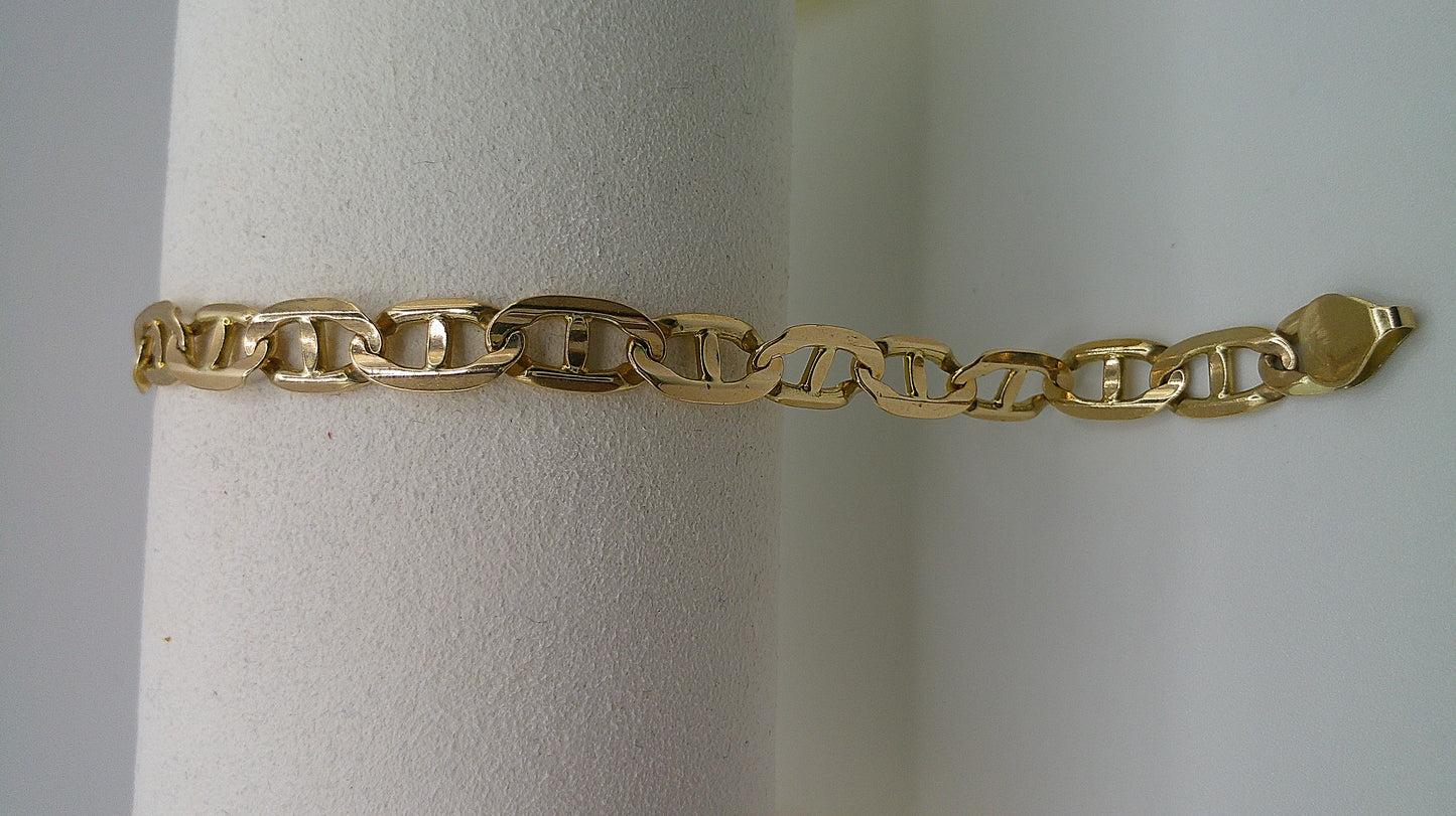 14k yellow gold flat anchor Cuban link bracelet | 7.25 inches