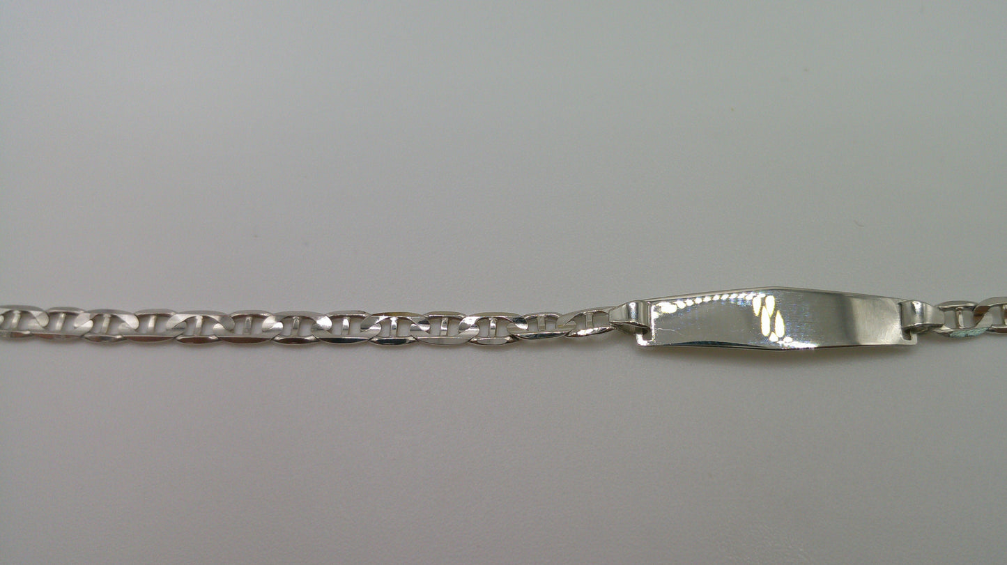 14k white gold baby bracelet | ID bracelet | Anchor link bracelet