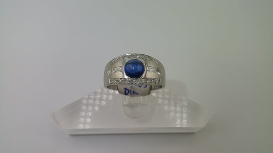 14k white gold ring | sapphire stone with 0.50 ct diamond | size 8