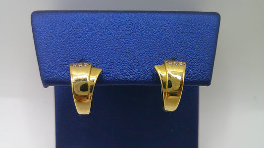 14k gold huggie earrings | fancy design with zirconia