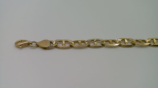 14k yellow gold flat anchor Cuban link bracelet | 7.25 inches