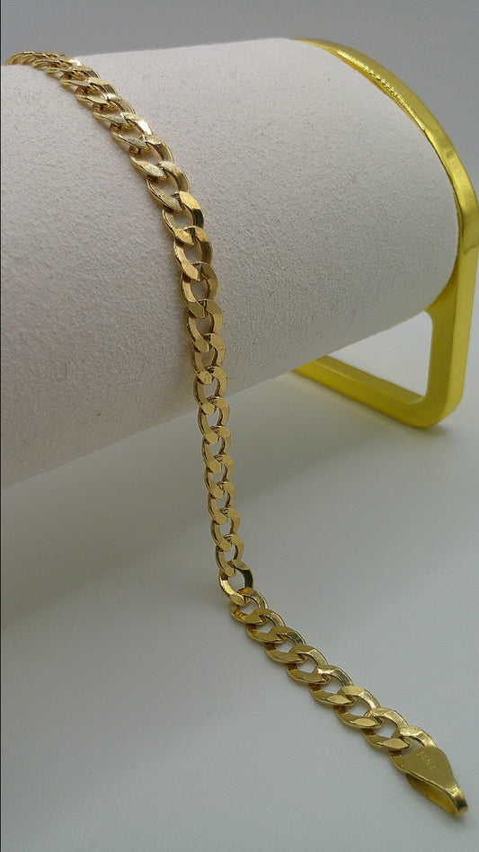 14k gold flat Cuban link bracelet | 8 inches