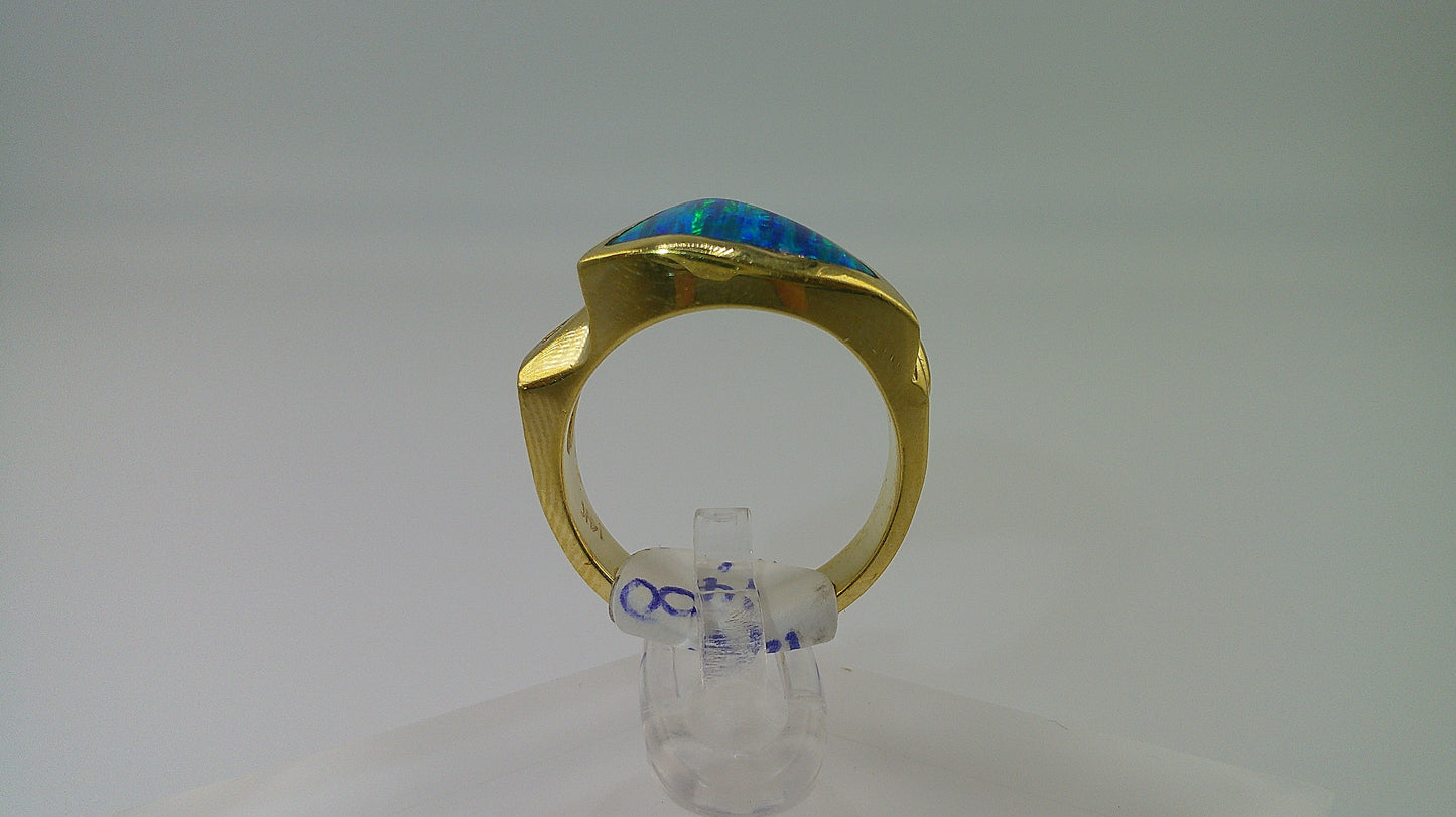 14k gold with 5 diamonds approx .10 carat | opal stone | size 7