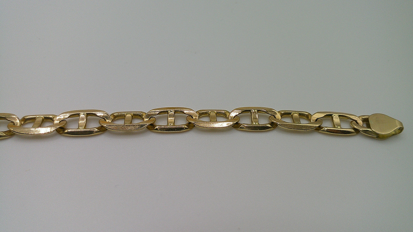 14k yellow gold flat anchor Cuban link bracelet | 7.25 inches