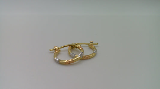 14k tri-color gold | diamond cut hoop | 0.25 inch wide