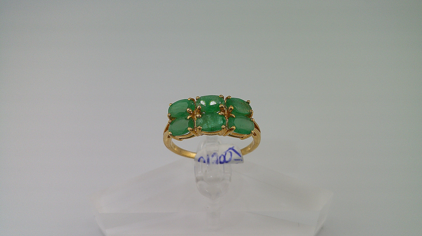 14k gold ring with six emeralds | size 10