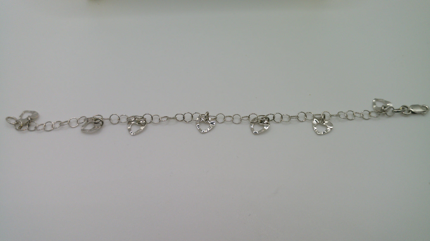 14k white gold baby bracelet | Chain link bracelet with heart charms