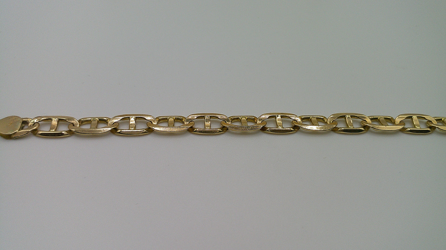 14k yellow gold flat anchor Cuban link bracelet | 7.25 inches