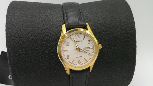 Citizen Watch | Yellow toned stainless steel | Quartz | genuine black leather