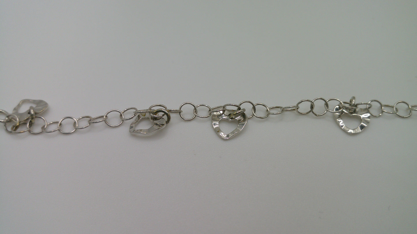 14k white gold baby bracelet | Chain link bracelet with heart charms