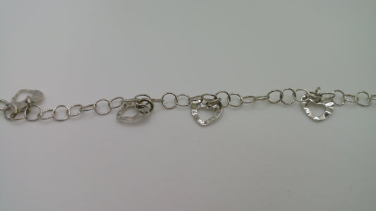 14k white gold baby bracelet | Chain link bracelet with heart charms