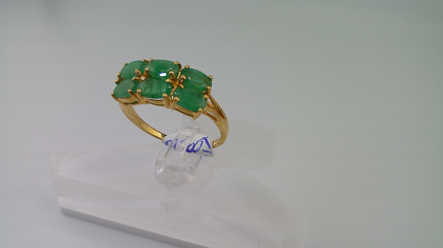 14k gold ring with six emeralds | size 10