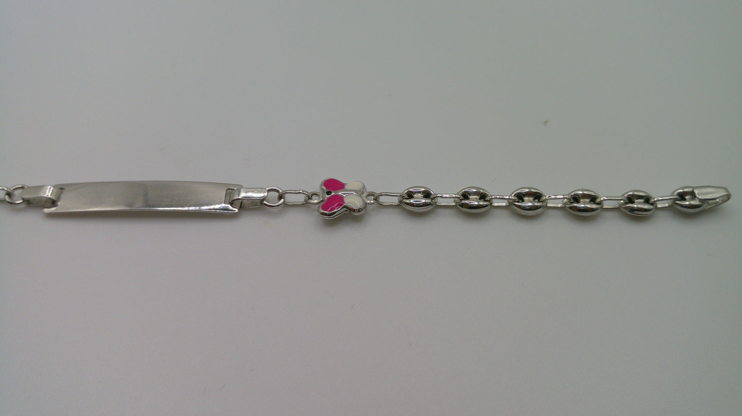 14k white gold baby bracelet | ID bracelet | Chain link bracelet with one butterfly link