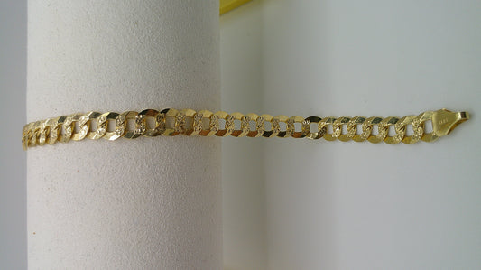 14k yellow gold flat Pave Cuban link bracelet | 7 inches