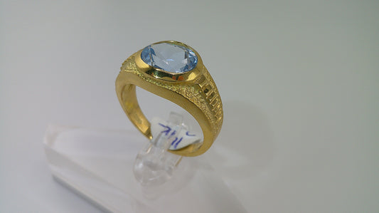 14k yellow ring | aquamarine stone | size 9.5