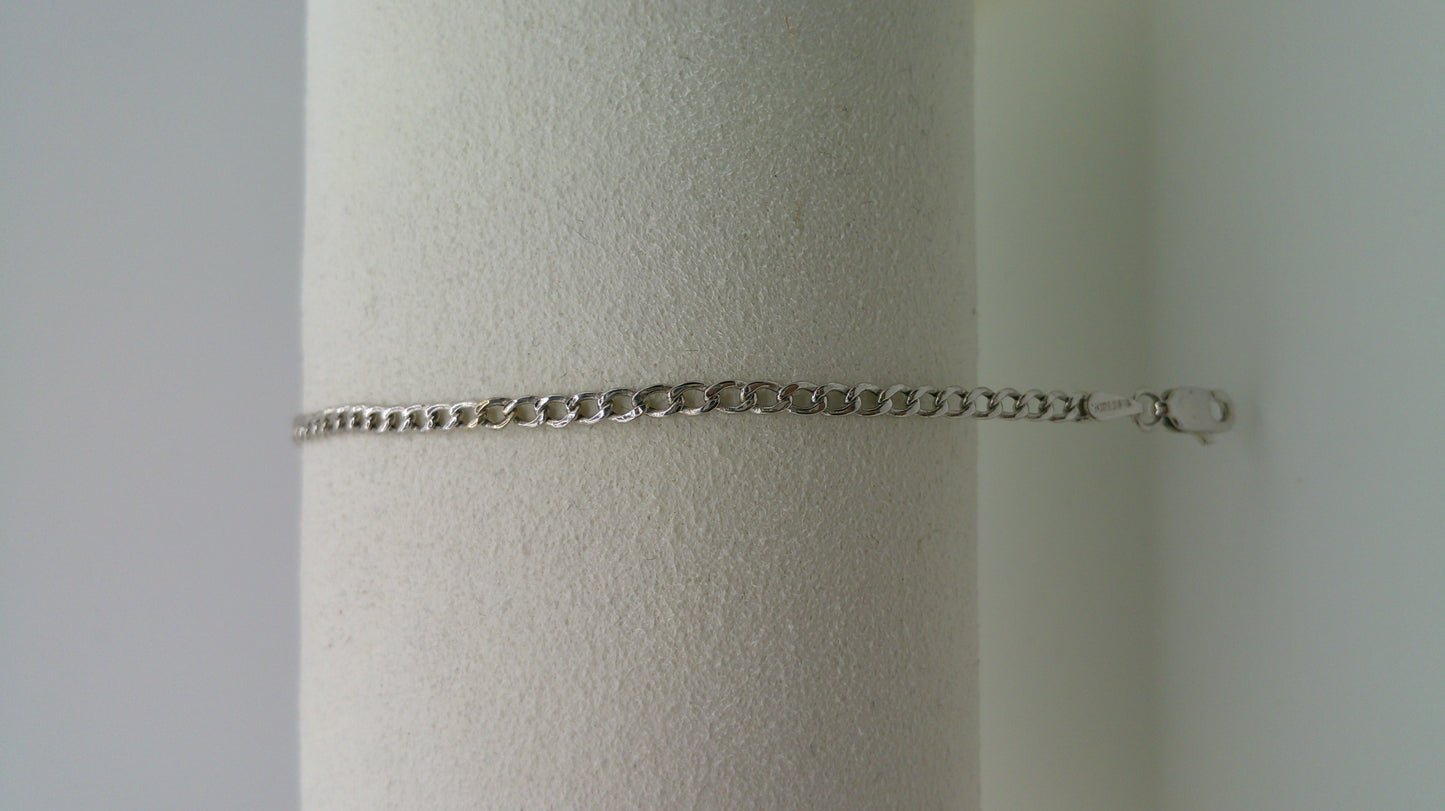 14k white gold baby bracelet | Flat curb link bracelet