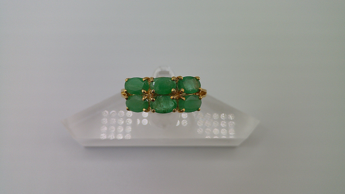 14k gold ring with six emeralds | size 10