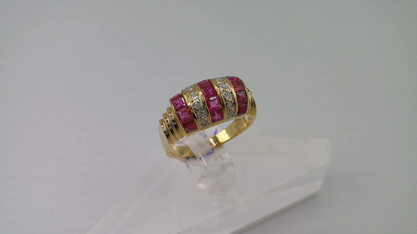 Ruby with small diamonds | 14k gold | size 6.5