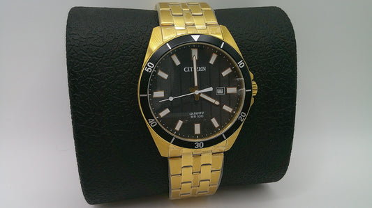 Citizen Watch | Yellow toned stainless steel | black face | Quartz WR 100