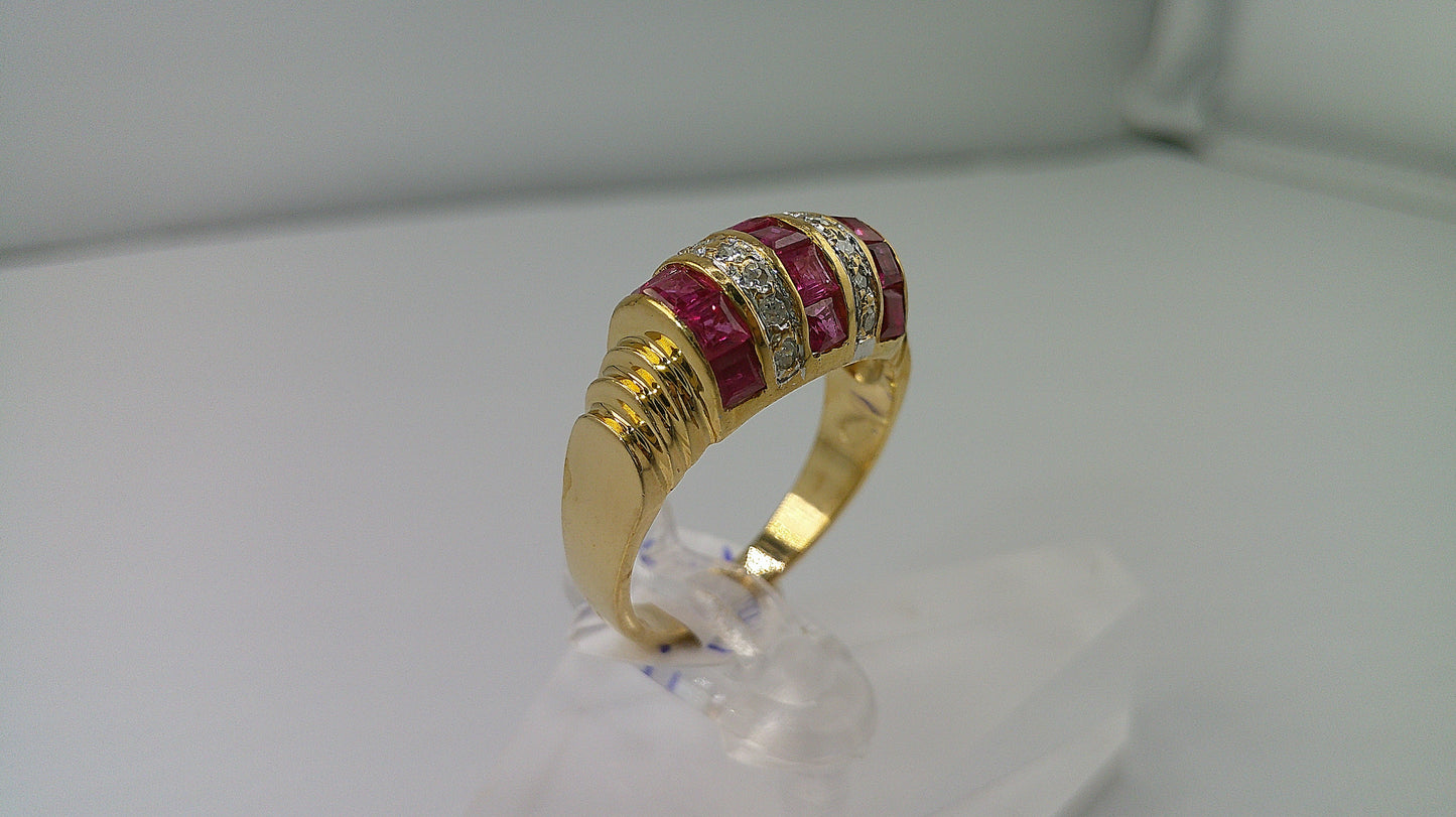 Ruby with small diamonds | 14k gold | size 6.5